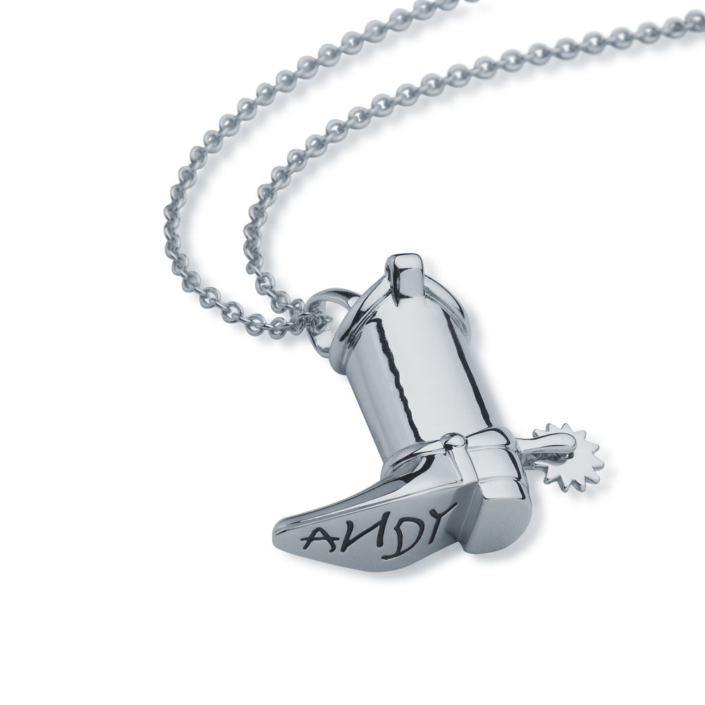 Disney Pixar Toy Story White Gold Plated Woody Boot Pendant On Chain