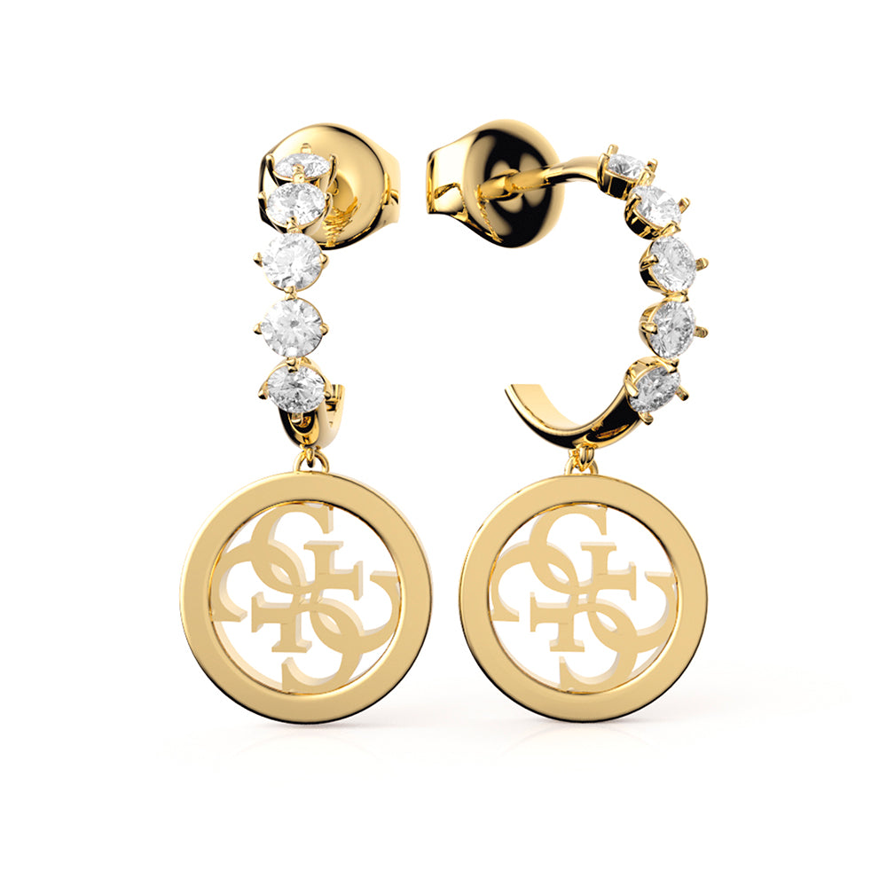 Guess Gold Plated Stainless Steel 20mm Hoop & 4G Charm Earrings