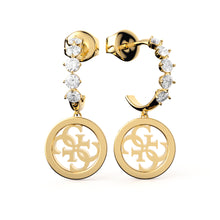 Load image into Gallery viewer, Guess Gold Plated Stainless Steel 20mm Hoop &amp; 4G Charm Earrings